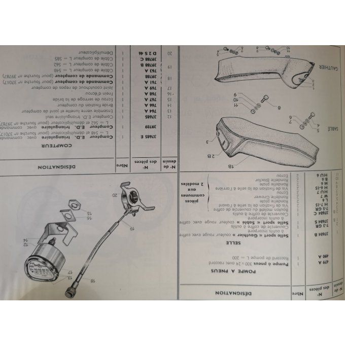 Catalogue PEUGEOT cyclomoteur B B 3 1963 (pièces détachées)