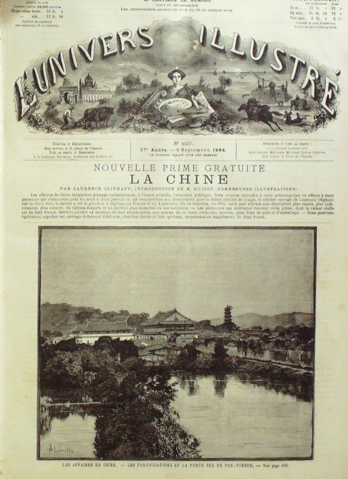 L'Univers illustré 1884 n°1537 CHINE Fou Tcheaou TIEN TSIN, Formose,Pei Ling,