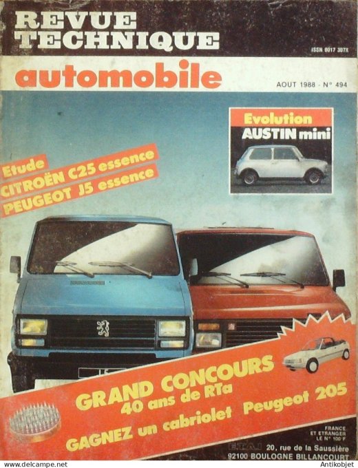 Revue Tech. Automobile 1988 n°494 Citroen C25 Peugeot J5