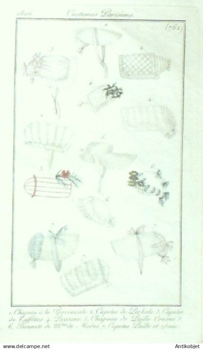Costume Parisien 1806 # 762 (eau forte) Capotes & chapeaux
