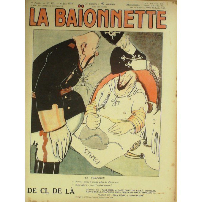 La Baïonnette 1918 n°153 De ci de là) IRIBE GOTTLOB SAUVAGE BAILLE HASS BECAN