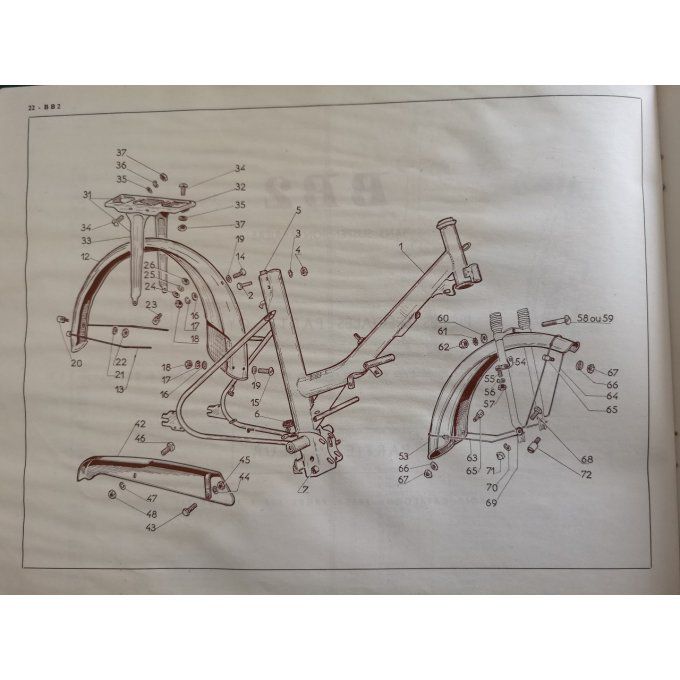 Catalogue PEUGEOT cyclomoteur BB2L 1958 (pièces détachées)