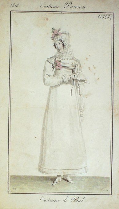 Gravure Mode Costume Parisien 1816 # 1545 (eau forte old Fashion plate