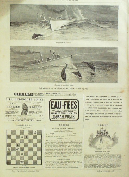 L'Univers illustré 1884 n°1547 SOUDAN Gordon sur le Nil ILE MAURICE pêche au marsouin