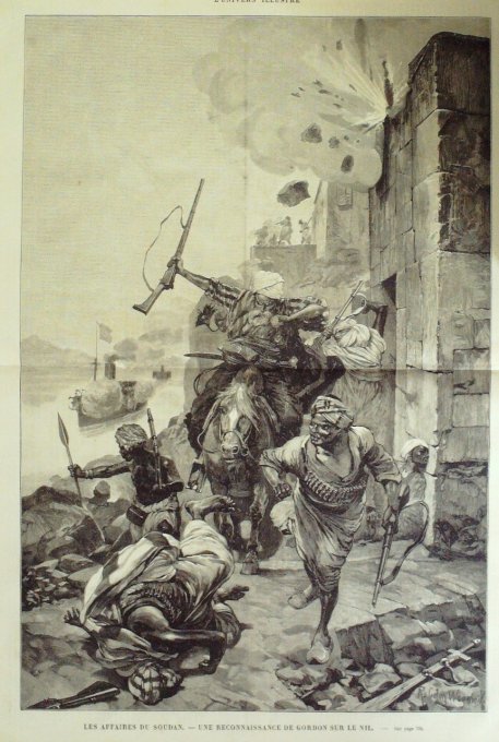 L'Univers illustré 1884 n°1547 SOUDAN Gordon sur le Nil ILE MAURICE pêche au marsouin