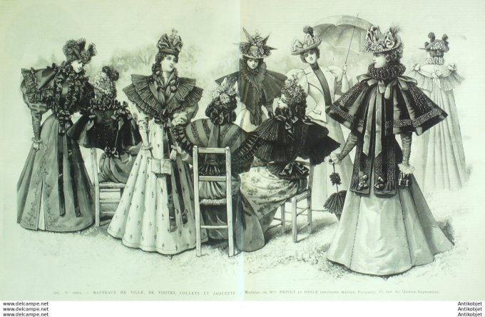 Gravure de mode Revue de la mode Gazette NB (maison Privet) Manteaux de ville