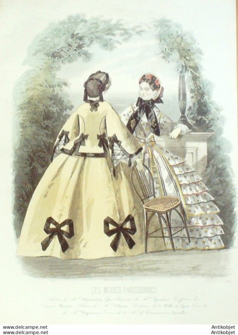 Gravure Les Modes Parisiennes 1860 # 903 Robes de promenade Maison Ghys