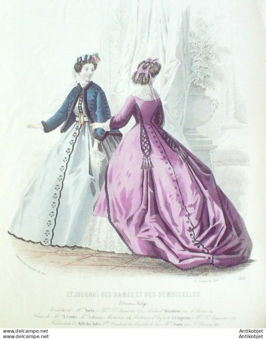 Gravure Mode J.Dames & Demoiselles 1858 # 762 (Old Fashion plate)