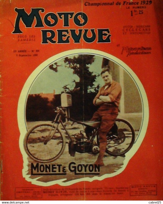 Moto Revue 1929 n° 339 Terrot 250 Vannod Sidecar LV Carburation Puymaurens trimoteur