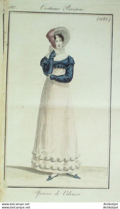 Gravure Mode Costume Parisien 1817 # 1683 (eau forte old Fashion plate