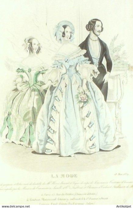 Gravure La mode 1839 # 17 (aquarelle old Fashion plate)