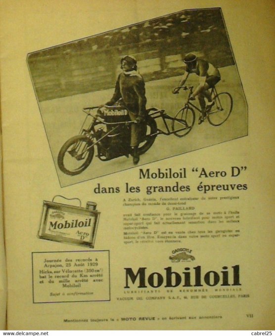 Moto Revue 1929 n° 339 Terrot 250 Vannod Sidecar LV Carburation Puymaurens trimoteur