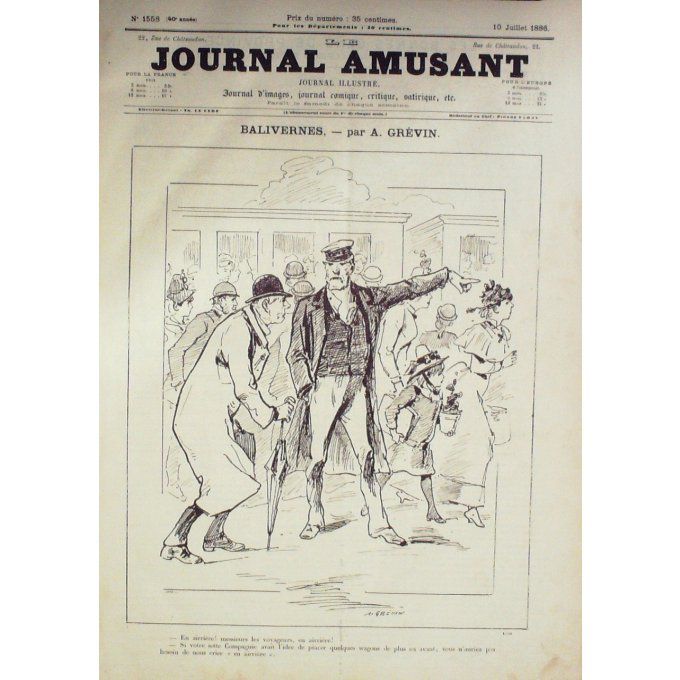 Le Journal amusant 1886 n° 1558 LA PECHE GENS de PROVINCE AU BORD de L'EAU