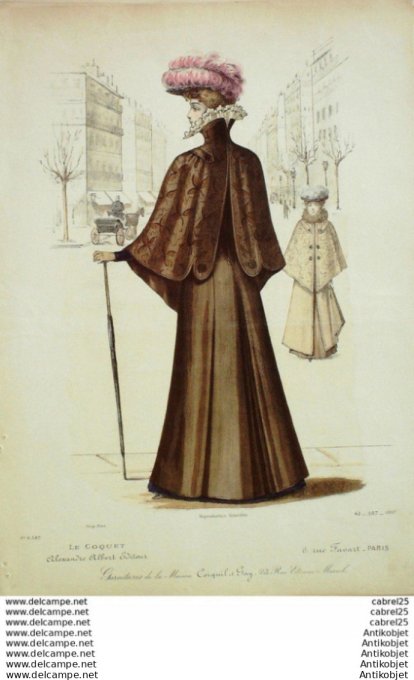 Gravure Mode Le Coquet 1897 # 43 (Old Fashion plate)