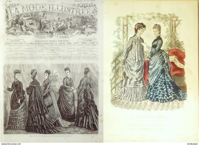 La Mode illustrée journal + gravure associée 1875 # 24