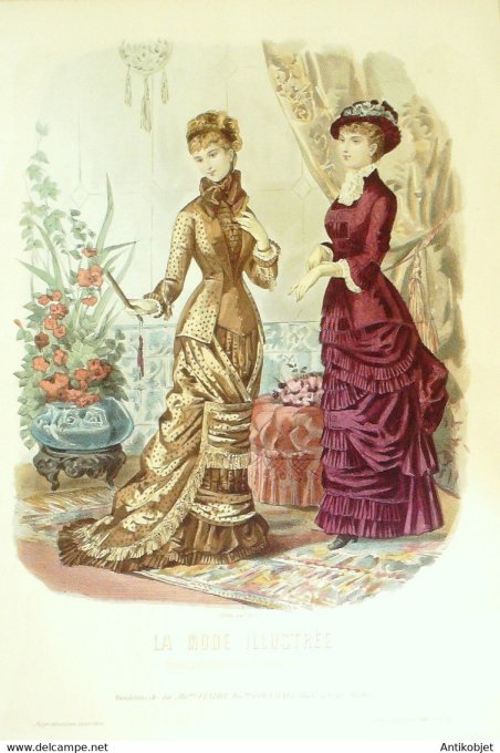 Gravure de mode La Mode illustrée 1880 n°38 (Maison Coussinet-Fladry)