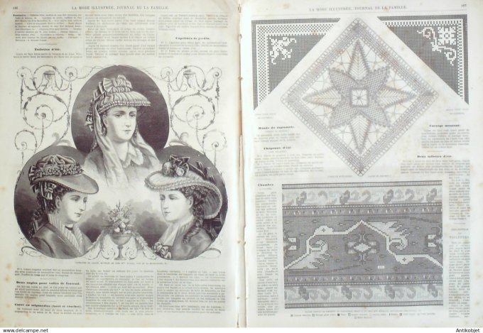 La Mode illustrée journal + gravure associée 1875 # 24