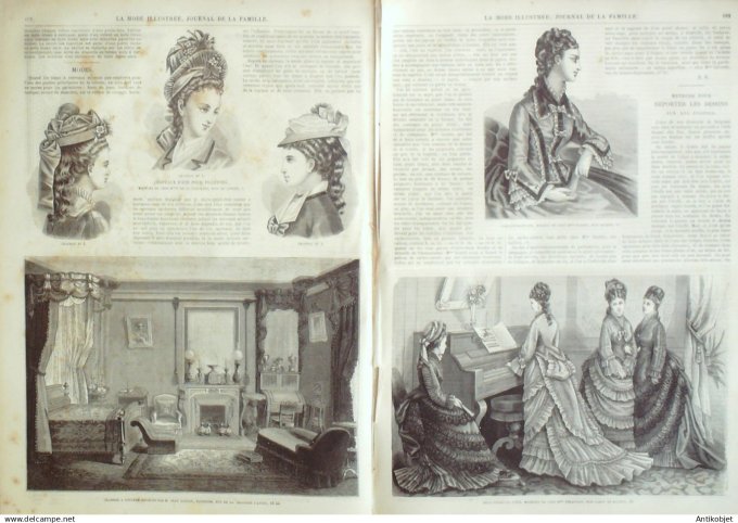 La Mode illustrée journal + gravure associée 1875 # 24