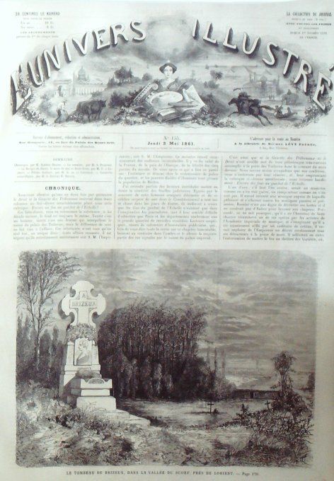 L'Univers illustré 1861 # 155 Lorient (56) Scorf tombeau Brizieux Egypte St-Goar Gal Cialdini