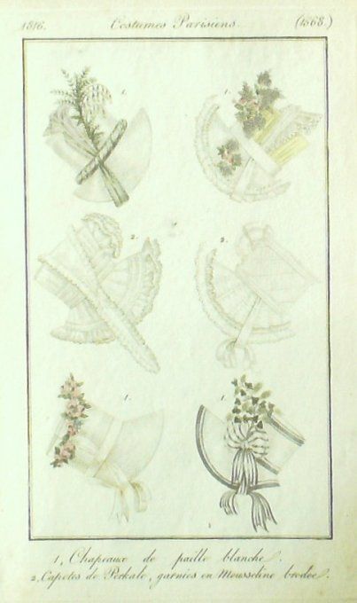 Gravure Mode Costume Parisien 1816 # 1568 (eau forte old Fashion plate