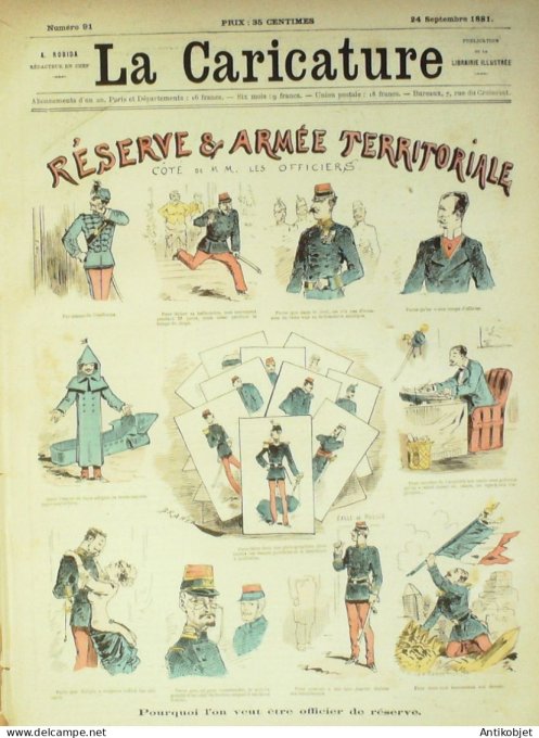 La Caricature 1881 #  91 Réserve & Armée territoriale Barret Draner Voyage Robida
