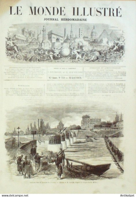 Le Monde illustré 1871 n°732 Asnières Asnières Chatillon Courbevoie Meudon (92) Versailles (78) Mont