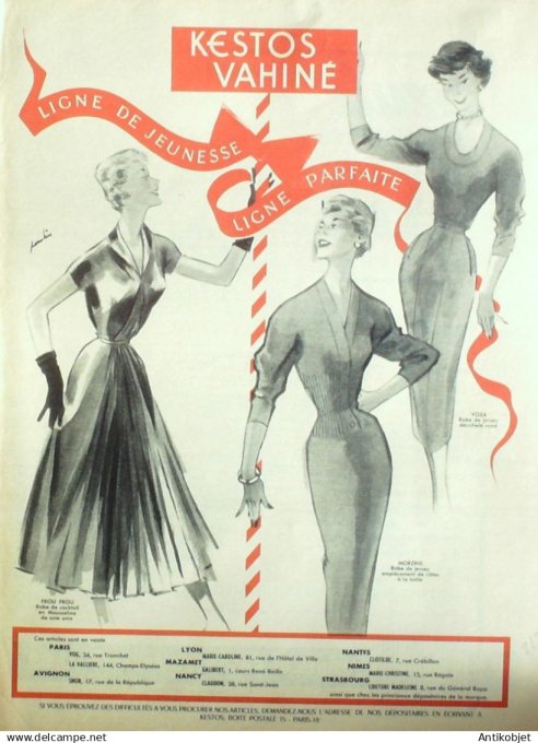 Publicité Lingerie Kestos Vahiné  1954