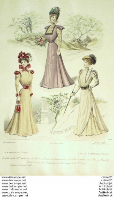 Gravure Mode Le Moniteur 1898 # 12 (Old Fashion plate)