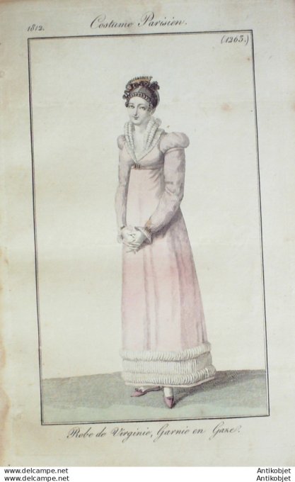 Costume Parisien 1812 # 1263 Robe de Virginie garnie de gaze