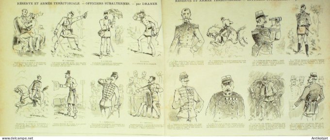 La Caricature 1881 #  91 Réserve & Armée territoriale Barret Draner Voyage Robida