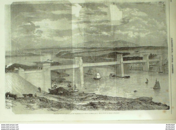 L'Illustration 1850 n°371 Irak NIMROUND Suisse BERNE PONT TUBE CHEMIN de FER CHESTER HOLYHEAD