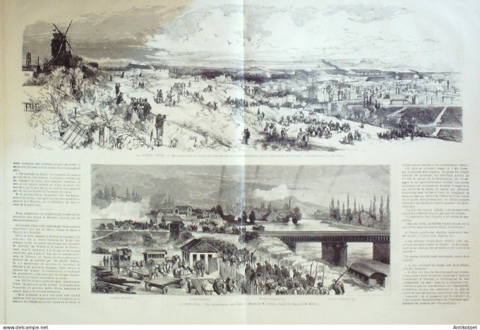Le Monde illustré 1871 n°732 Asnières Asnières Chatillon Courbevoie Meudon (92) Versailles (78) Mont