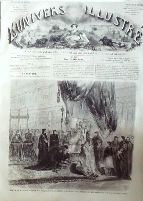 L'Univers illustré 1861 # 156 Bulgarie Chapelle Sixtine Madone del Sasso Suisse Locarno prince Gorts