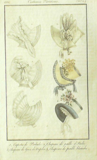 Gravure Mode Costume Parisien 1816 # 1574 (eau forte old Fashion plate