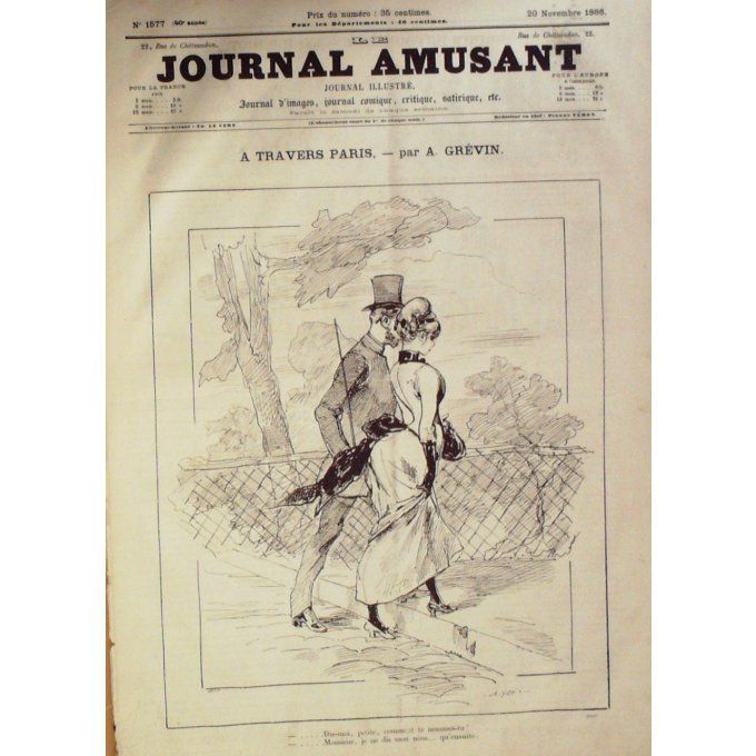 Le Journal amusant 1886 n° 1577 VAUDEVILLE CONSEIL JUDICIAIRE STOP THEATRE AMBIGU F