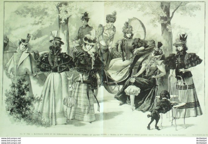 Gravure de mode Revue de la mode Gazette NB (maison Privet) Manteaux d'été