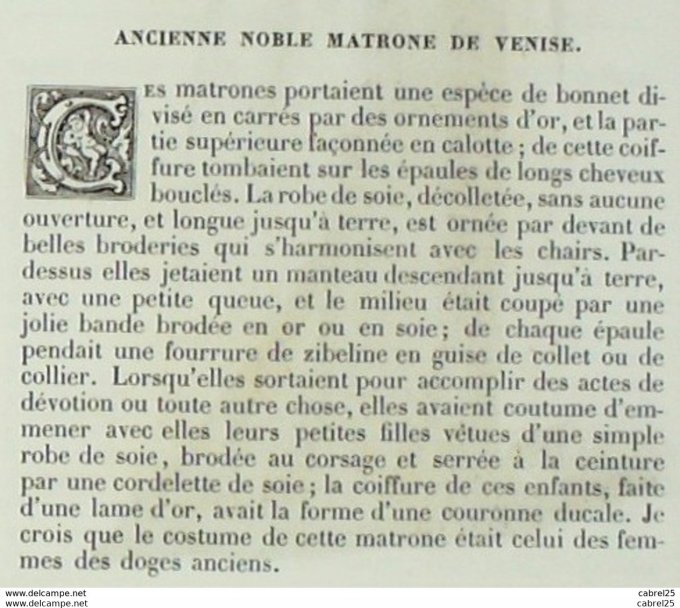 Italie VENISE Noble Matrone vénitienne 1859