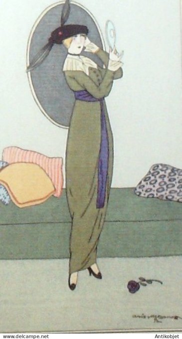Gravure de mode Costume Parisien 1913 pl.053 METZANOV Aris-Toilettes