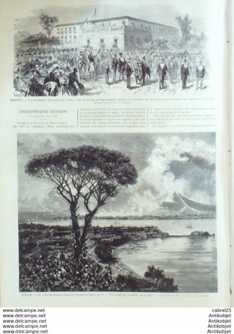 Le Monde illustré 1872 n°788 Italie Vesuve Naples Pompei Eruption Volcan Espagne Madrid¨Pampelune Pe