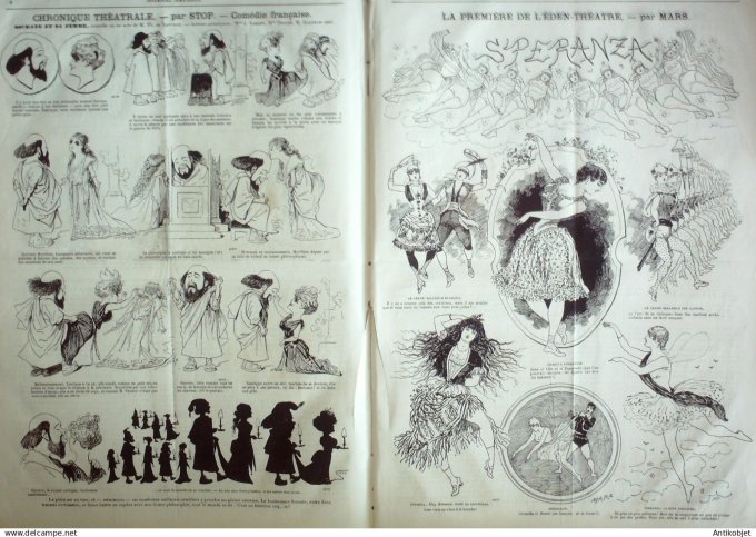 Le Journal Amusant 1885 # 1528 Premiere de l'Eden theatre par Mars Speranza