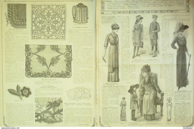 La Mode illustrée journal 1911 n° 36 Toilettes Costumes Passementerie