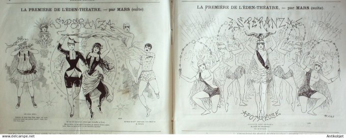 Le Journal Amusant 1885 # 1528 Premiere de l'Eden theatre par Mars Speranza