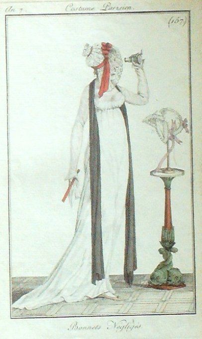 Costume Parisien 1799 an 7 #157 (eau forte) Bonnets négligés
