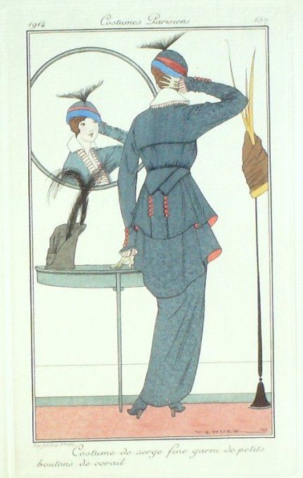 Lhuer Victor Pochoir Mode Art Deco n° 157-1914 Journal des Dames