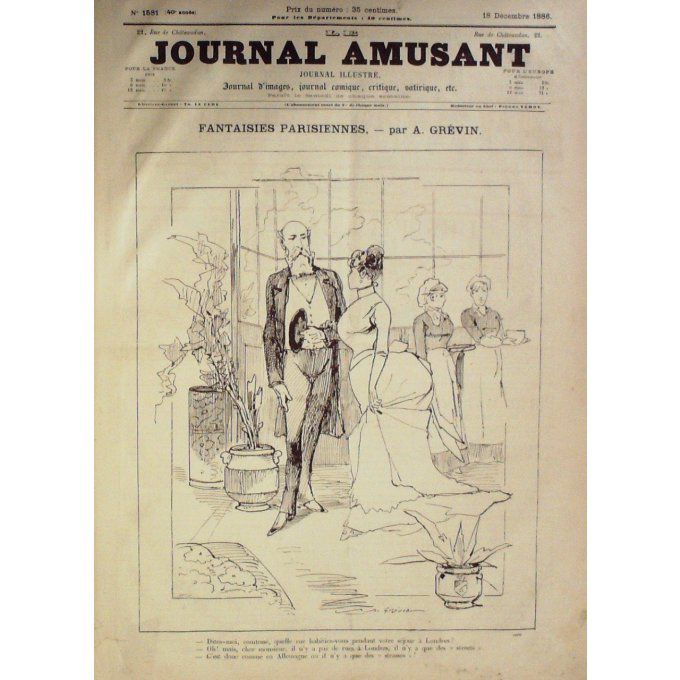 Le Journal amusant 1886 n° 1581 OPERA COMIQUE EGMONT WOLF LES HABITUES ECOUTENT HEN
