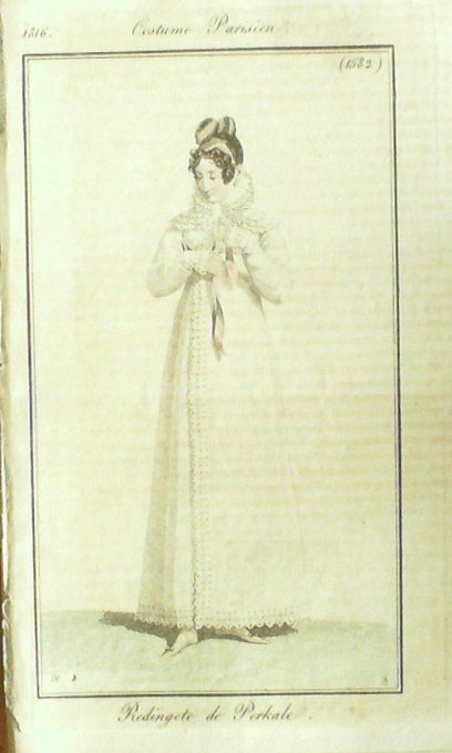 Gravure Mode Costume Parisien 1816 # 1582 (eau forte old Fashion plate
