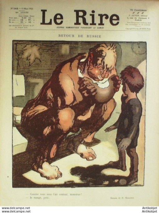 Le Rire 1922-03-11 # 162 Journal humoristique Ed.Originale Russie desarmement