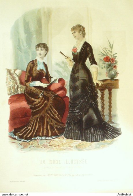 Gravure de mode La Mode illustrée 1880 n°39 (Maison Bréant-Castel)