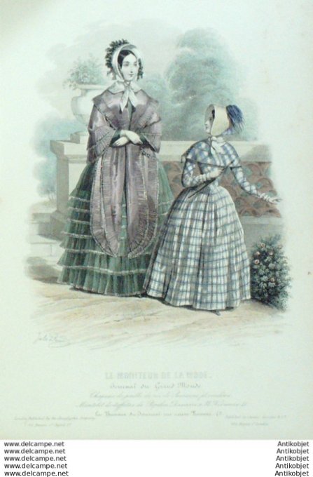 Gravure Mode Le Moniteur 1849 # 40 (Old Fashion plate)