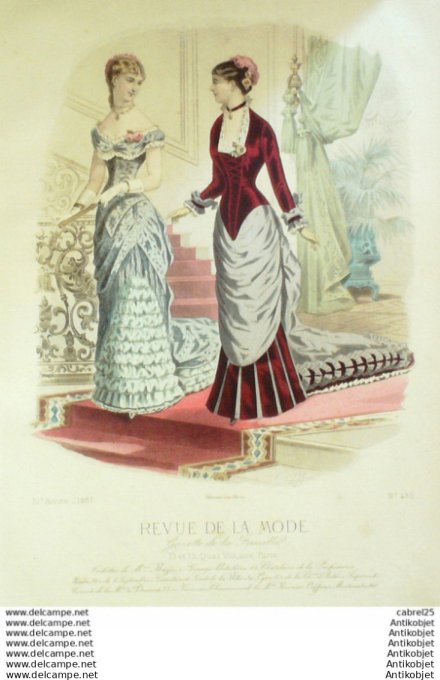 Gravure Mode La Gazette 1881 # 485 (Old Fashion plate)